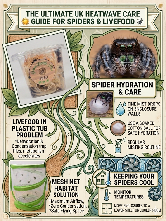 Jumping spider in a well-ventilated enclosure during a UK heatwave